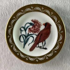State Birds and Flowers Miniature Mini Plate OHIO Cardinal & Scarlet Carnation