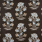 Thibaut Indienne Floral Linen Print Fabric- Lily Flower / Black 4.25 yds F913200