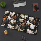 Dark Orchid Plants Desk Mat, Cottagecore Desk Pad, Floral & Botanical Mouse Pad, Vintage Aesthetic Office Decor, Nature Extended Desk Mat