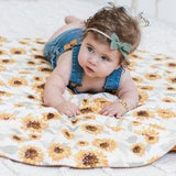 Round Baby Playmat Tummy Time Sunflowers | Nursery Throw Rug | Baby Bedding