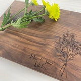 Personalized Cutting Board, Engraved Cutting Board, Anniversary Present, Couples Gift, Kitchen D??cor, Sun Flower Board, Modern Design 157