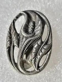 Antique Vintage ART NOUVEAU Lily Flower Leaves Dress Fur Clip