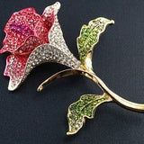 Pretty Pink Orchid Brooch, Large Pink Flower Pin, Pave Rhinestone Flower Brooch, Vintage Botanical Plant Jewelry