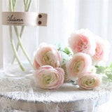 High Quality Artificial Ranunculus Spray White Faux Buttercup Pick Fake Wedding Bouquet Flower Arrangement Centerpiece Wedding Decor