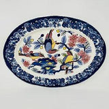 Vintage Serving Plate Platter Birds Peony Flowers Floral Japan Hand Painted Oval