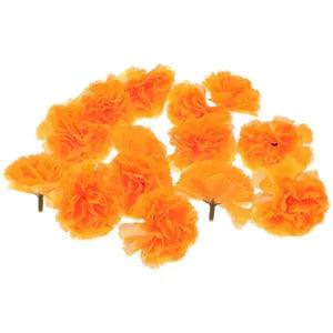 50Pcs Silk Carnation Artificial Flower Head Fake Marigold Flower