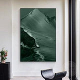 Original Canvas Painting Hunter Green 3D Textured Art Minimalist Painting Dark Green Abstract Art Ocean Acrylic Painting Large Wall Decor