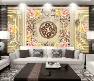 3D Peony Flowers And Birds 47666NA Wallpaper Wall Murals Removable Wallpaper Fay