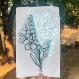 Floral Bouquet Decal, Peony Floral Decal, Wild Flower Decal, Laptop Sticker Peony Sticker, Flower Sticker, Yeti Decal, Dainty Flower Sticker