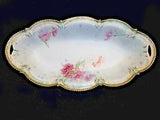 R.S. PRUSSIA OVAL BOWL W/ CARNATION FLOWER & CUT OUT HANDLES 12" x 6"
