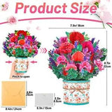 Get Well Soon Flower Card, 3D Pop Up Greeting Cards For Women with Carnation
