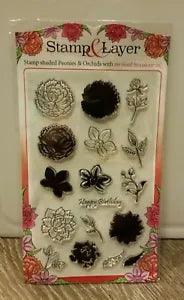 Stamp & Layer Peonies & Orchids Paper Craft Inspirations Flowers Happy Birthday