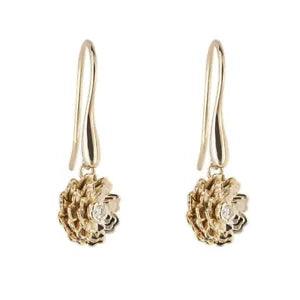Gold Rotating Peony Flower Earrings