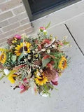 Artificial Decorative Floral Arrangement in Metal Vase