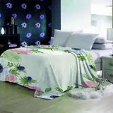 Blue Stick Fine Pink Peony Flower 3D Warm Plush Fleece Blanket Picnic Sofa Couch