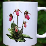 Pink ladys slipper ceramic mug, coffee mug, gift for gardener, Cypripedium, wildflower mug, Wisconsin Gift