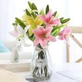 5Pcs Real Touch Lily Artificial Flowers Party Bouquet Fake Plant for Home Decor