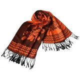 Pa-616-1 Dark Orange Base Peony Flowers Patterns Exquisitely Soft Woven Pashm...