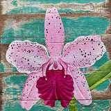 Cattleya Orchid Acrylic Painting on Upcycled Wood