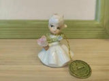 Vintage Napcoware Figurine Flower Girl January Carnation- Bone China