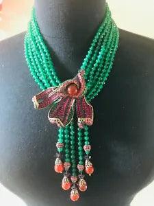 HEIDI DAUS CAPTIVATING CALLA LILY NECKLACE FUCHSIA GREEN ABSOLUTELY BREATHTAKING