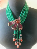HEIDI DAUS CAPTIVATING CALLA LILY NECKLACE FUCHSIA GREEN ABSOLUTELY BREATHTAKING