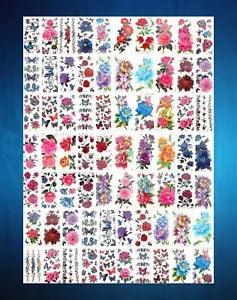 12 sheets wholesale large flower rose peony temporary body tattoo