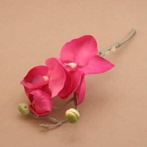 Bright Pink Phalaenopsis or Butterfly Orchid Blossoms Pick- silk flowers- artificial flowers - slightly imperfect