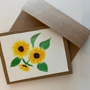 Sunflower Summer Greeting Card, Hand Painted watercolor