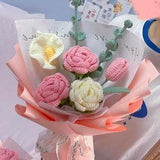 crochet tulip flower bouquet,crochet rose flower bouquet,knitted flower,gifts for her,Graduation Gifts,Graduation Gifts,mother's day gift