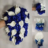 Royal Blue Rose Calla Lily Bridal Wedding Bouquet Accessories
