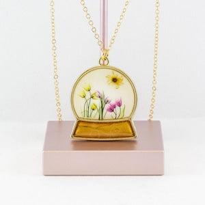 Fall Spring Crystal Ball Necklace | Wiccan Fortune Teller Ball | Fairy Jewelry | Garden Necklace| Flower Necklace | Floral Cute | Bridal