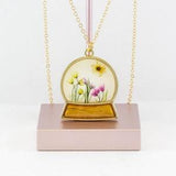 Fall Spring Crystal Ball Necklace | Wiccan Fortune Teller Ball | Fairy Jewelry | Garden Necklace| Flower Necklace | Floral Cute | Bridal