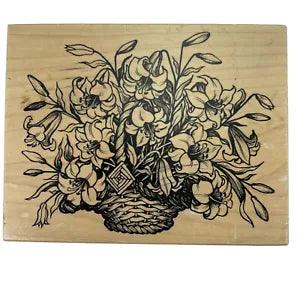 PSX Basket of Lilies Botanical Rubber Stamp K-1627 Vintage 1995
