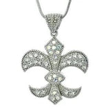 Fleur De Lis Necklace Made With Swarovski Crystal Iris Lily Flower Paris Pendant