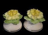 Vintage DENTON Yellow Carnation Salt & Pepper Shaker Set With Gold Trim MCM