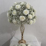 Wedding Snowy Ice Baby's Breath with Roses Bouquet Kissing Flower Ball- Bridal Table Centerpiece Artificial Floral arrangement
