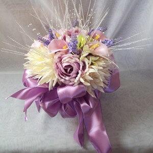 Wedding Bouquet, Bridal Bouquet, Wedding Flowers,  Lavender Wedding Bouquet, Peony Bouquet, Small Round Bouquet, Small Bouquet Fake