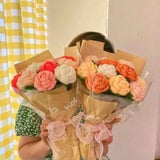 Realistic Crochet flower bouquet, Unique handmade Crochet Rose Bouquets??Lifelike elegant crochet  rose,anniversary gift, wedding bouquet