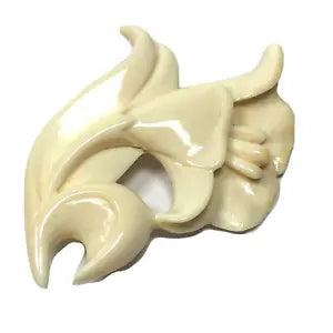Vintage Off White Molded Lily Flower Brooch