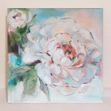 White peony art painting original Flowers oil painting on canvas Small paintings Floral wall art Small botanical oil painting Picture flower