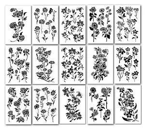15 Flower Painting Stencils Assortment of Rose, lily, Daisy, Sunflower, Hawaiian