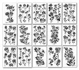 15 Flower Painting Stencils Assortment of Rose, lily, Daisy, Sunflower, Hawaiian