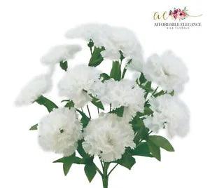 14 x White Carnations Bush Artificial Silk Flowers Wedding Bridal Fake Faux