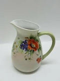 Vintage porcelain hand painted Milk pitcher Peony's Flowers. Signed- R Biyins.