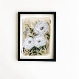 Original White Ranunculus Watercolor Painting