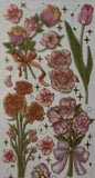 GOLD/METALLIC PINK FLOWER STRIP#1E Sticker(2-1/4x7???)Garden ?Leaf?Bloom?Rose?Lily