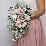 Cascading bouquet Blush pink eucalyptus bouquet Bridal bouquet Faux bouquet Wedding flowers Boho wedding bouquet