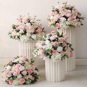 Eucalyptus Blush Rose Flower Ball Artificial Flower table centerpiece wreath wedding decor flower ball peony rose business cocktail party