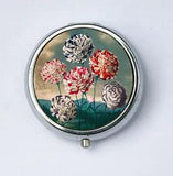 Carnations Flower Pill Case pillbox holder botanical